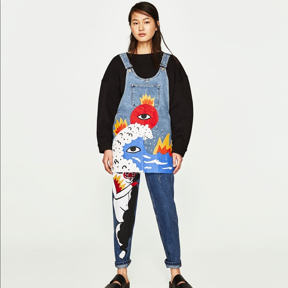 Zara TRF painted pinafore dress!